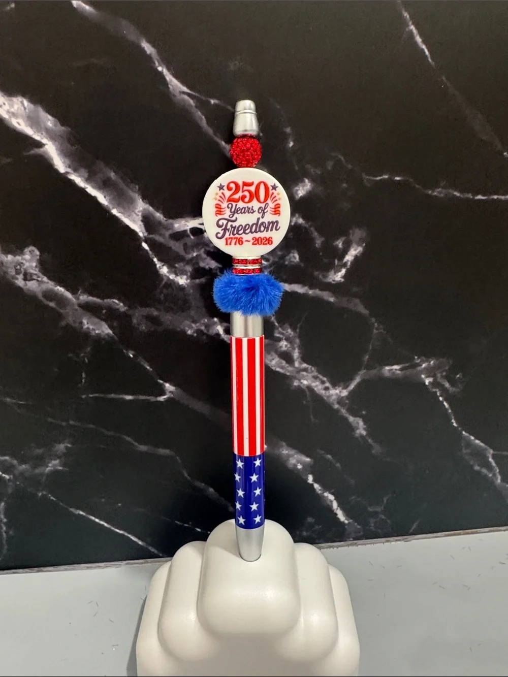 Patriotic 250 Years of Freedom Red White & Blue Decorative Pens …….each